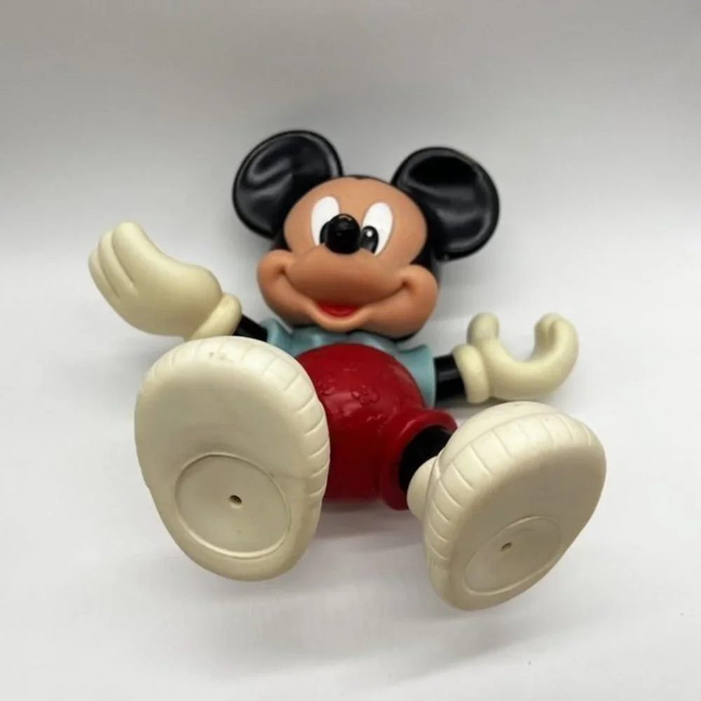 VINTAGE DISNEY‎ MICKEY MOUSE WITH BLUE SHIRT AND RED SHORT VINYL FIGURE DOLL
